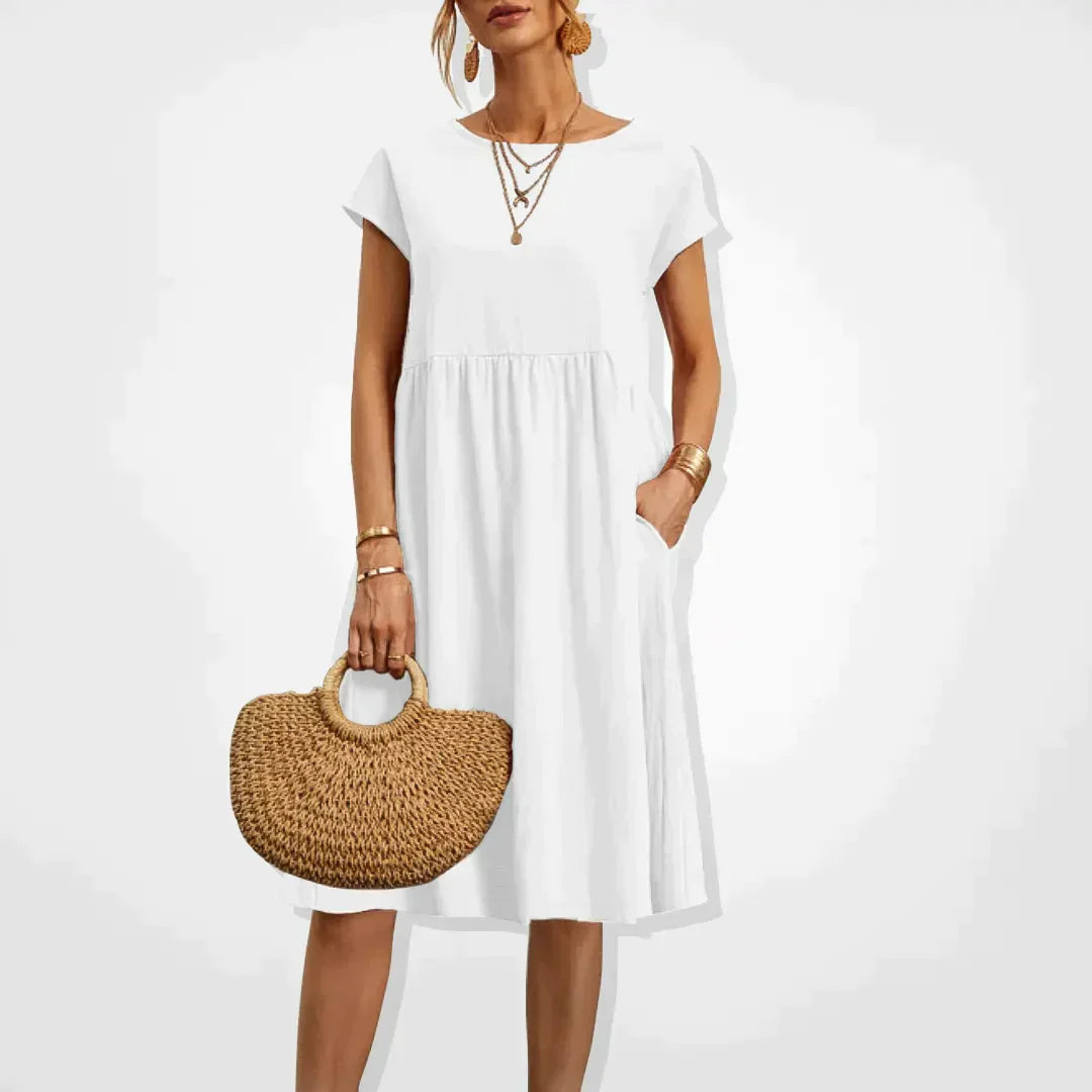 Relaxed Fit Midi Dress with Side Pockets