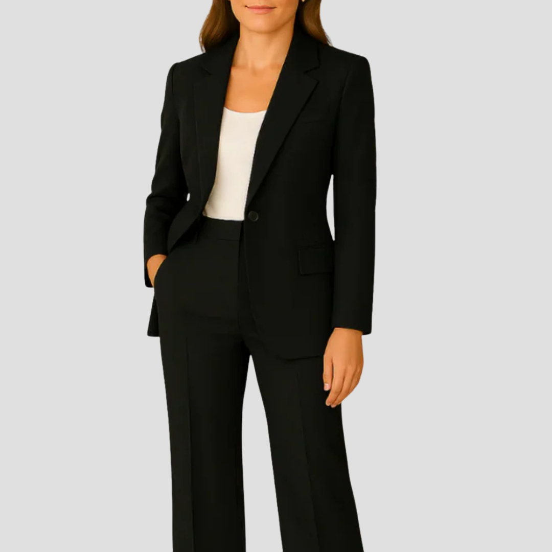 Single-Button Blazer and Trouser Suit Set