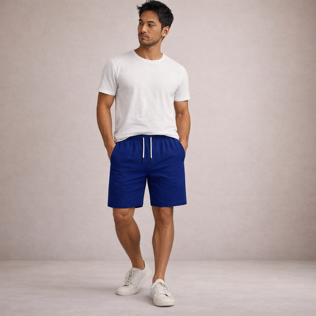 Men's Relaxed Linen Blend Drawstring Shorts