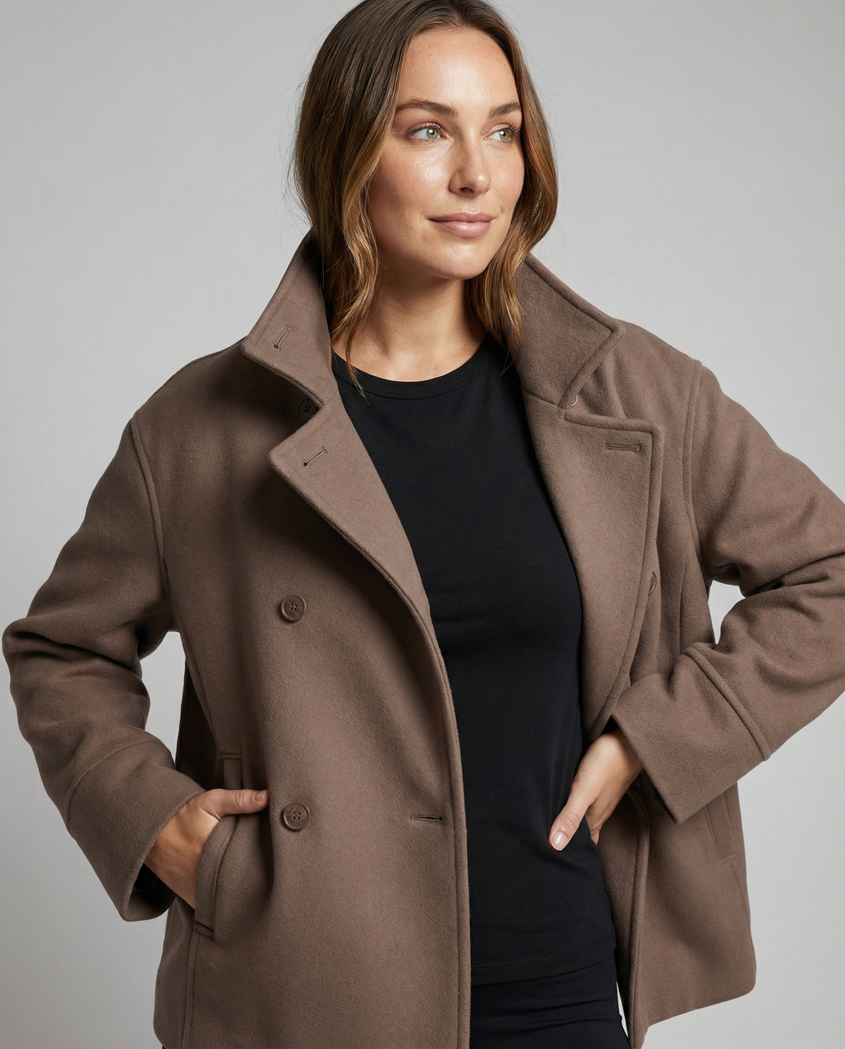 Veste courte pour femme | Col montant à double boutonnage