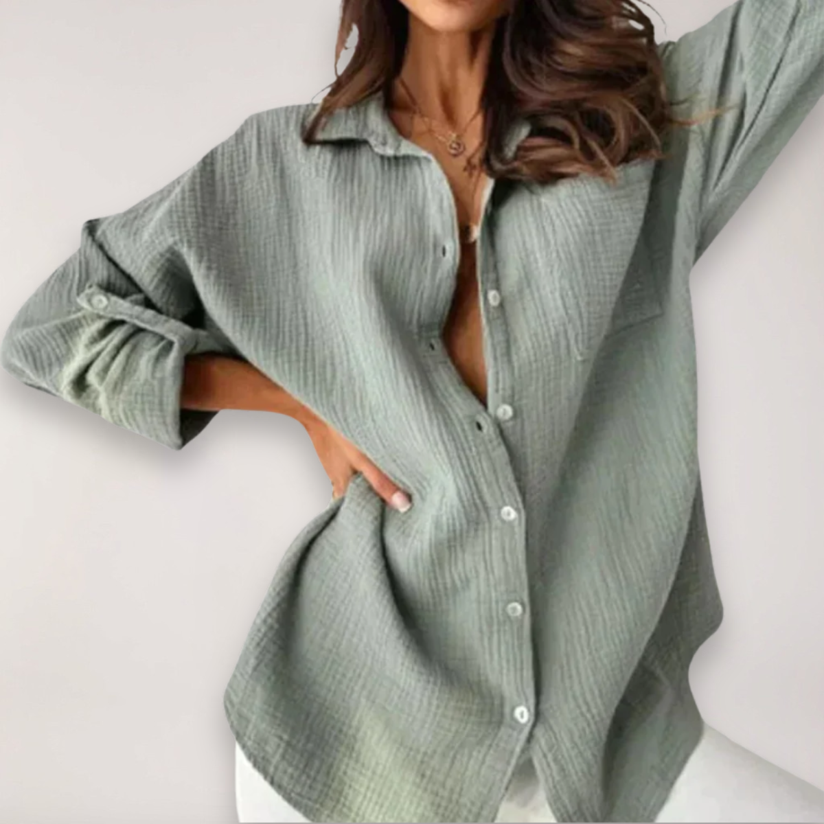 Oversized Button-Up Shirt in Soft Cotton