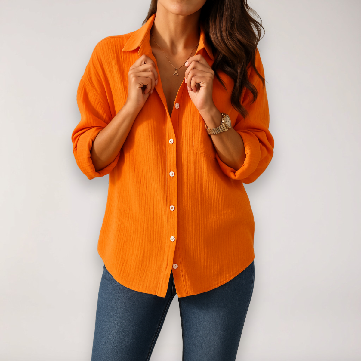 Oversized Button-Up Shirt in Soft Cotton
