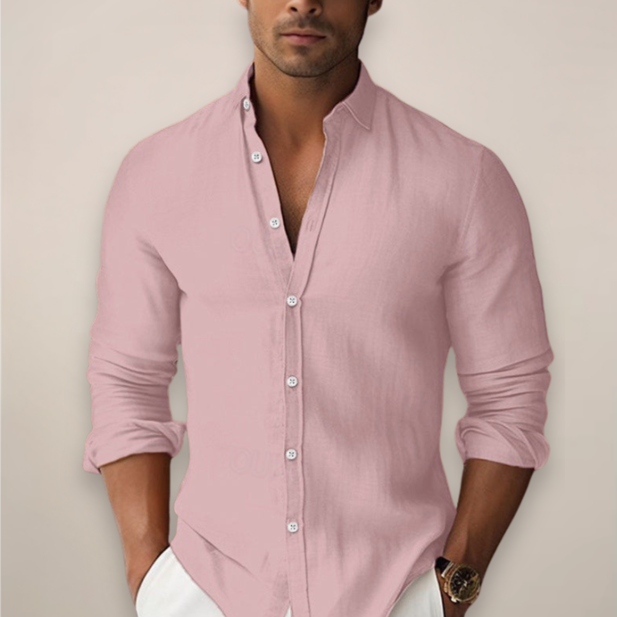 Cotton-Linen Shirt with Rolled-Up Sleeves