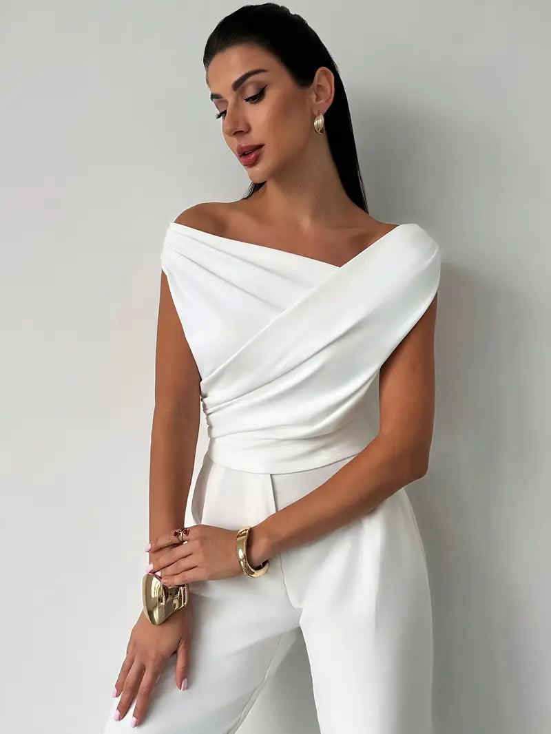 Draped Off-Shoulder Top with Wrap Detail