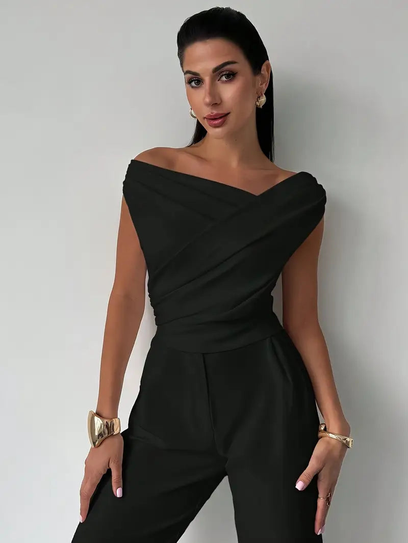 Draped Off-Shoulder Top with Wrap Detail