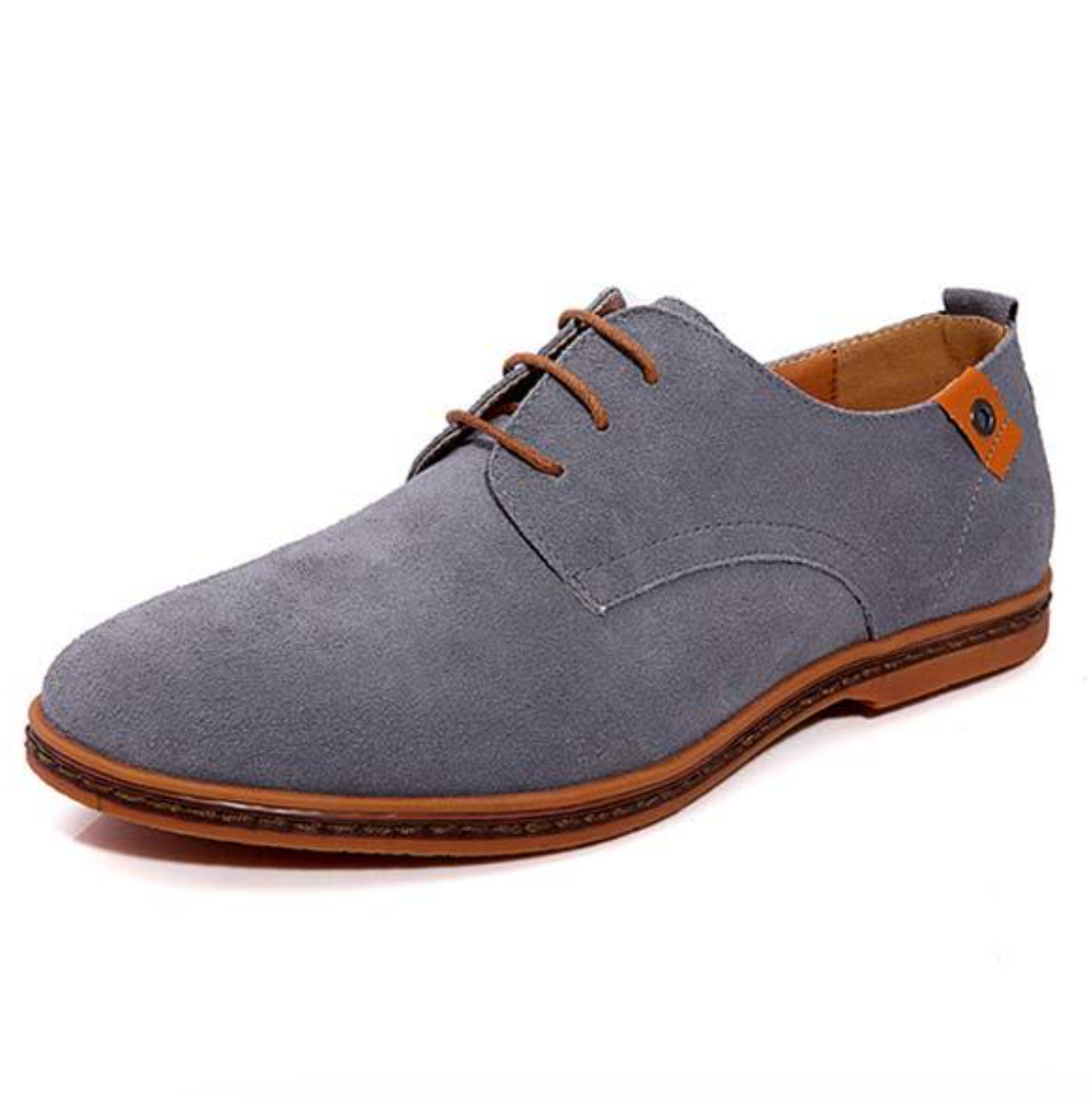 Men's Suede Lace-Up Derby Shoes with Contrast Sole