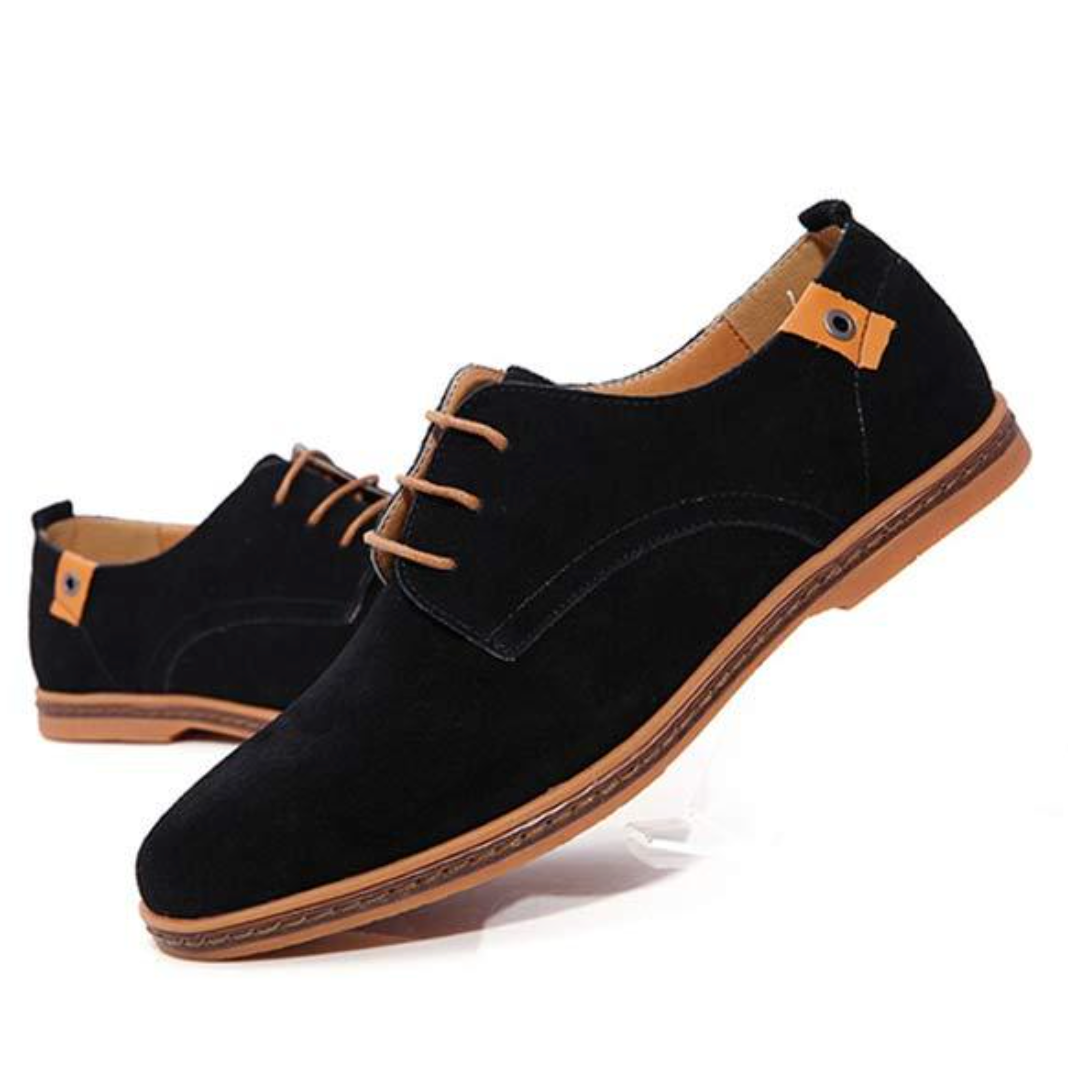 Men's Suede Lace-Up Derby Shoes with Contrast Sole