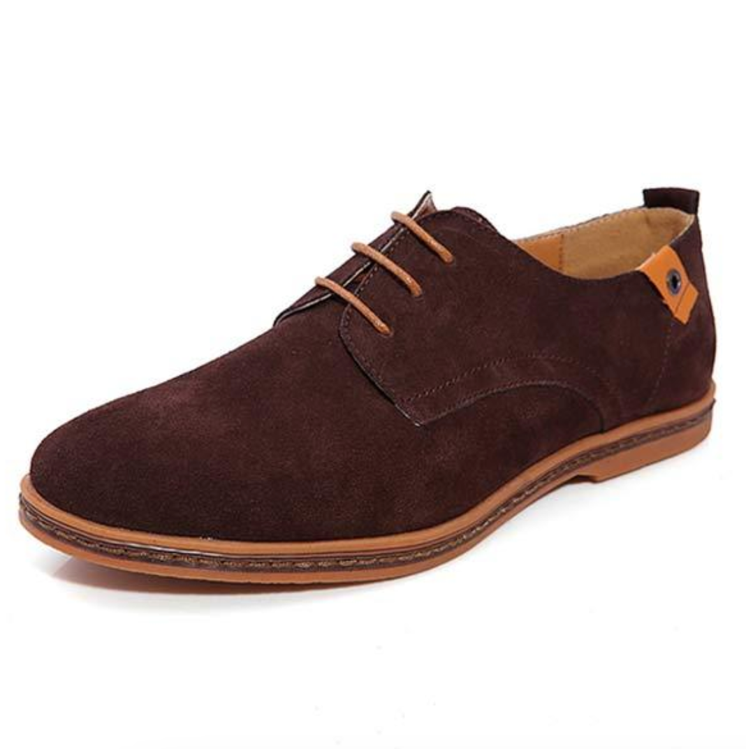 Men's Suede Lace-Up Derby Shoes with Contrast Sole