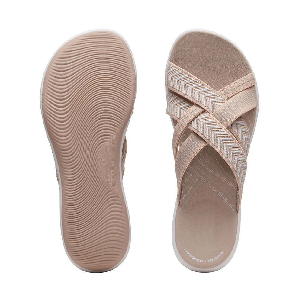 Slide Sandals with Crisscross Straps and Cushioned Sole
