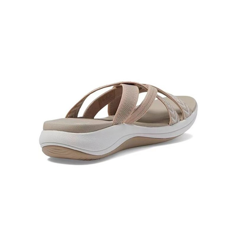 Slide Sandals with Crisscross Straps and Cushioned Sole