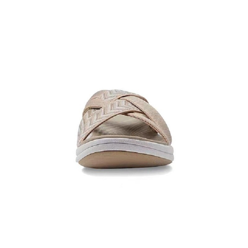 Slide Sandals with Crisscross Straps and Cushioned Sole