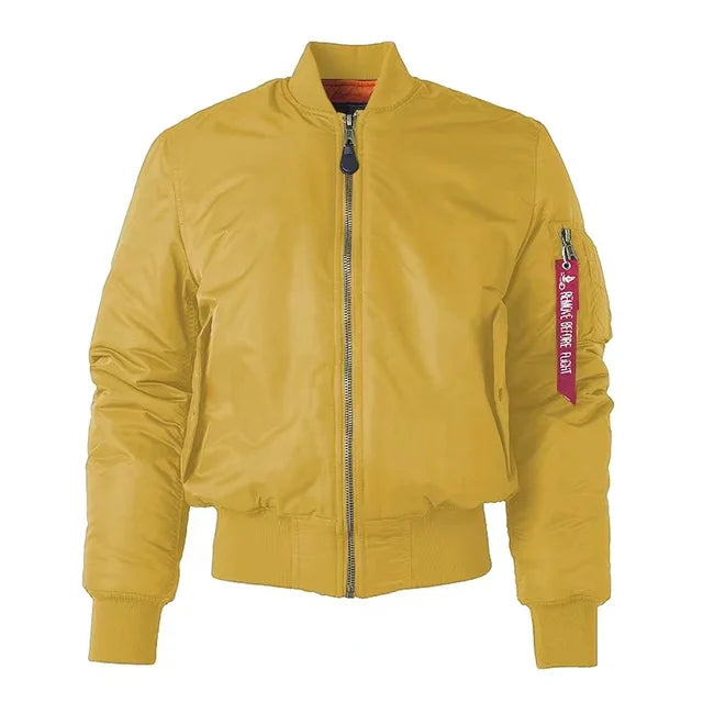 Nylon MA1 Bomber Jacket with Zip Front and Flap Pockets