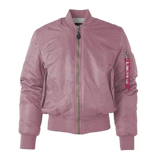 Nylon MA1 Bomber Jacket with Zip Front and Flap Pockets