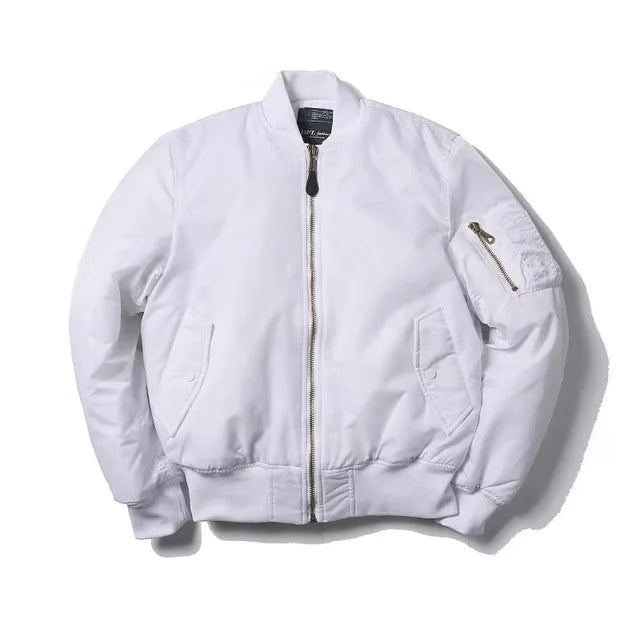 Nylon MA1 Bomber Jacket with Zip Front and Flap Pockets