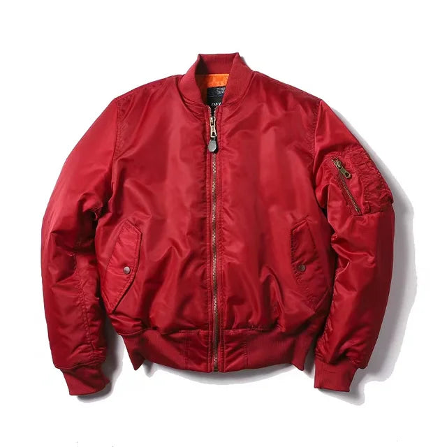 Nylon MA1 Bomber Jacket with Zip Front and Flap Pockets