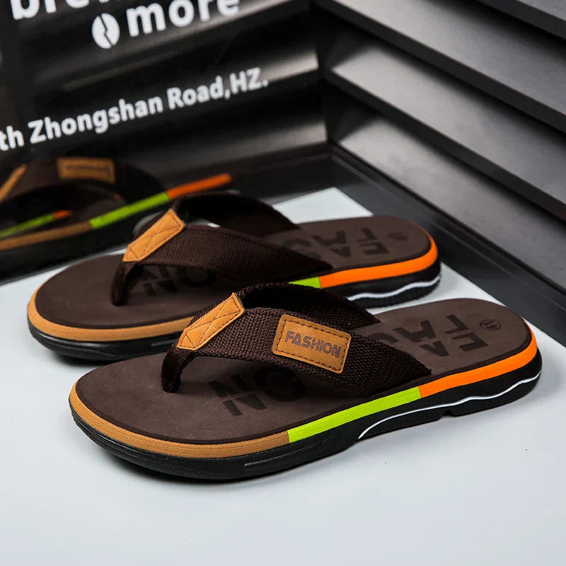 Men's Flip Flops with Thick Cushioned Sole for Summer