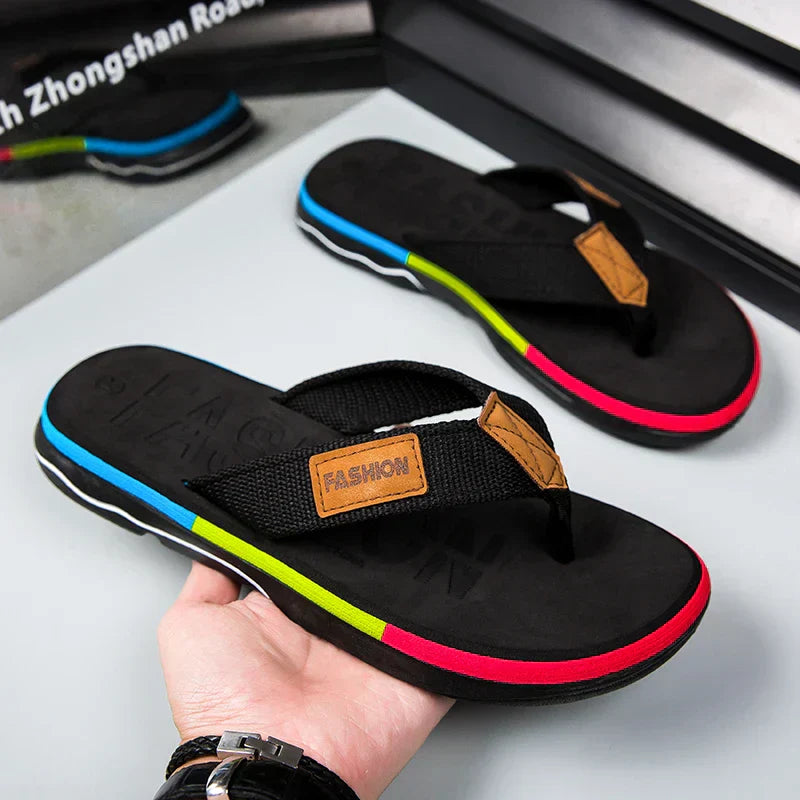 Men's Flip Flops with Thick Cushioned Sole for Summer