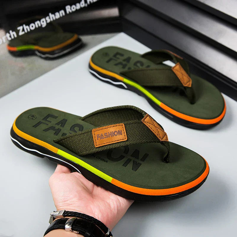 Men's Flip Flops with Thick Cushioned Sole for Summer