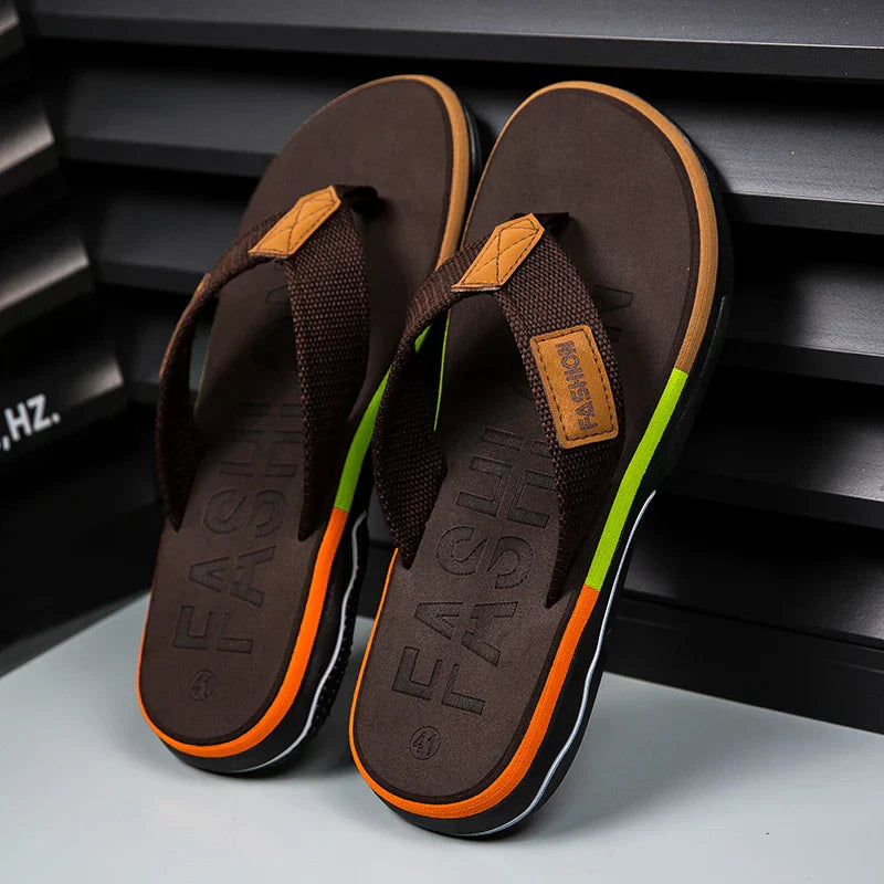 Men's Flip Flops with Thick Cushioned Sole for Summer