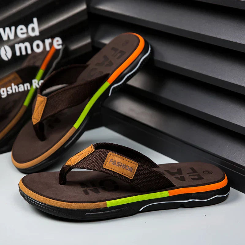 Men's Flip Flops with Thick Cushioned Sole for Summer