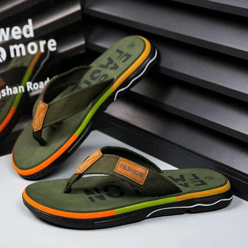 Men's Flip Flops with Thick Cushioned Sole for Summer