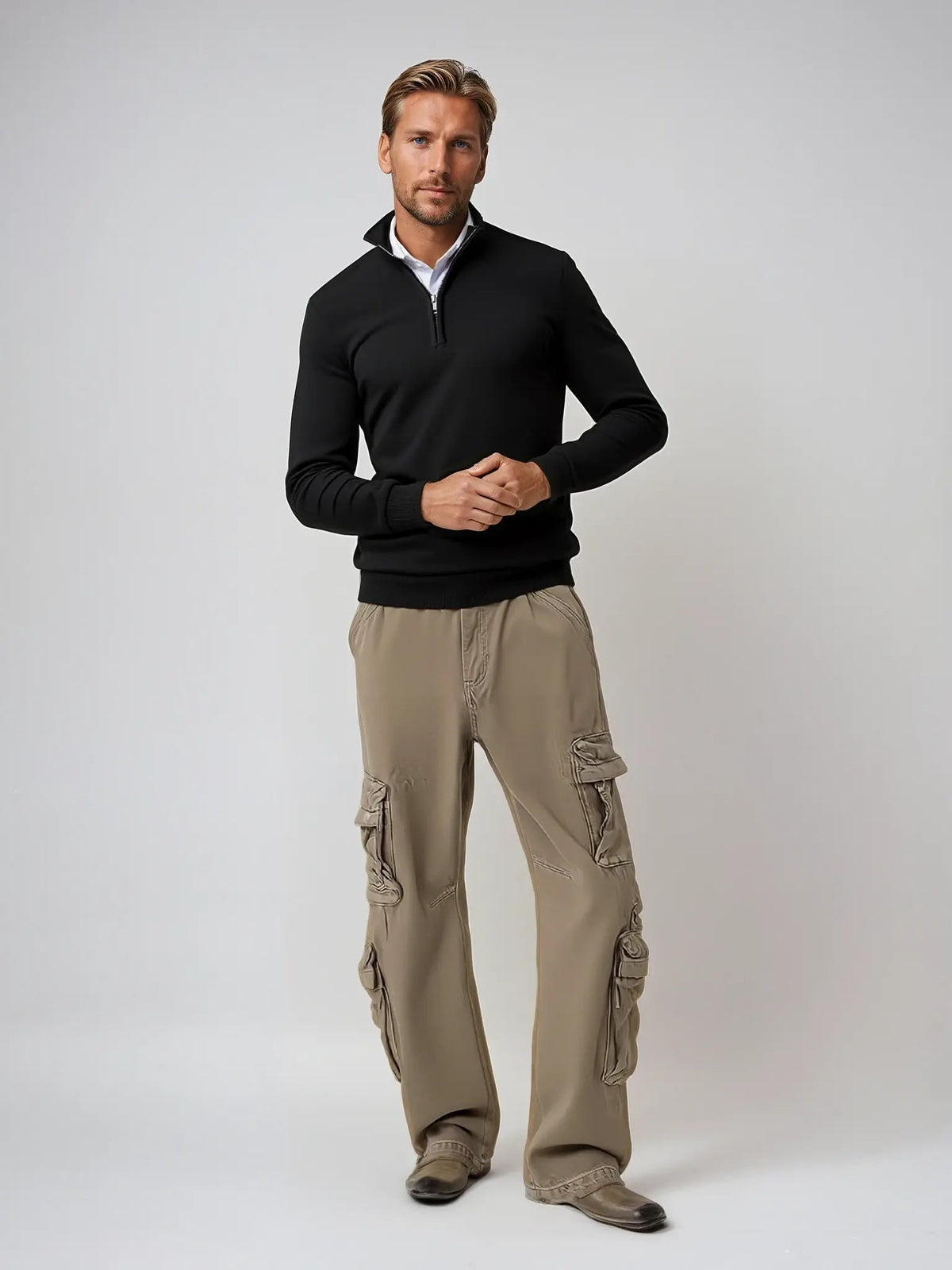 Men’s Half-Zip Jumper with Ribbed Trim
