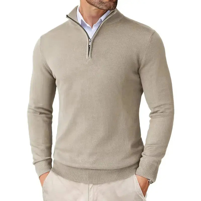 Men’s Half-Zip Jumper with Ribbed Trim