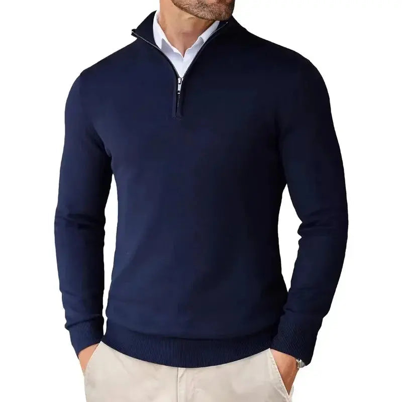 Men’s Half-Zip Jumper with Ribbed Trim
