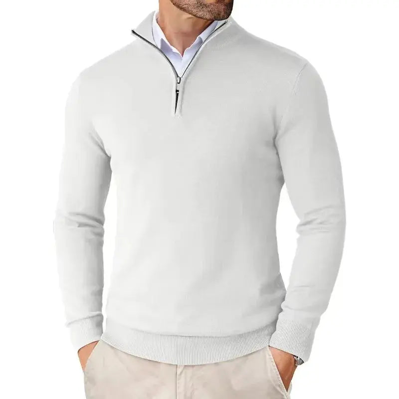 Men’s Half-Zip Jumper with Ribbed Trim