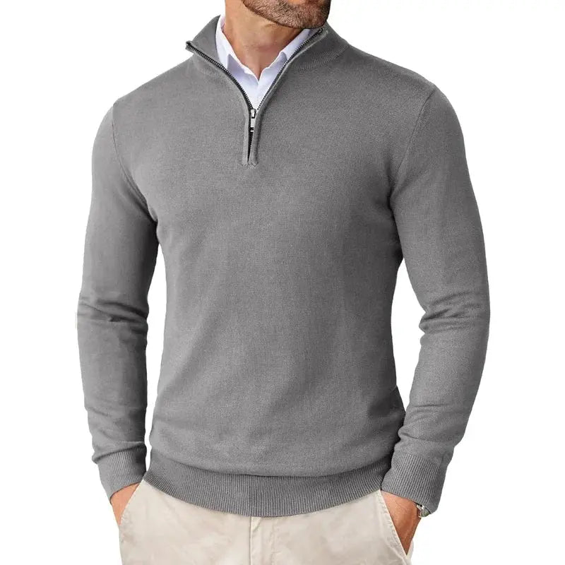 Men’s Half-Zip Jumper with Ribbed Trim