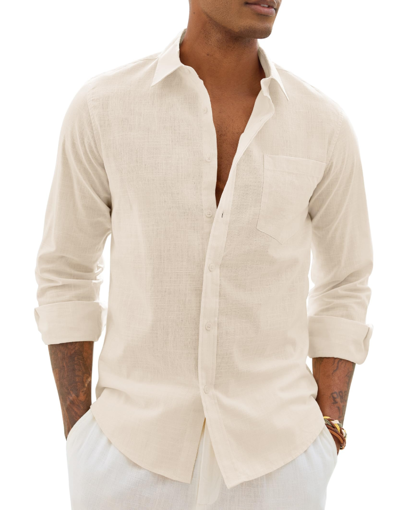 Men's Relaxed Fit Linen Blend Shirt