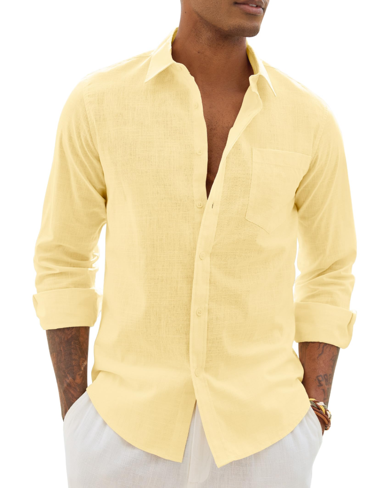 Men's Relaxed Fit Linen Blend Shirt