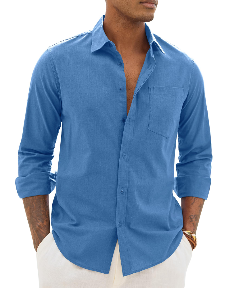 Men's Relaxed Fit Linen Blend Shirt