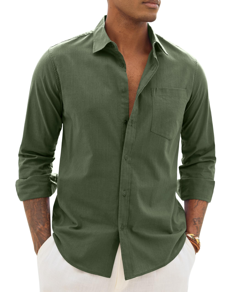 Men's Relaxed Fit Linen Blend Shirt