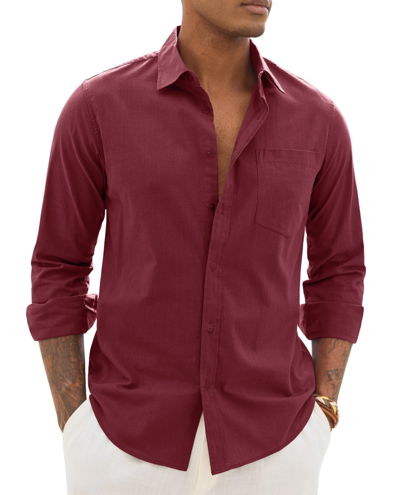 Men's Relaxed Fit Linen Blend Shirt