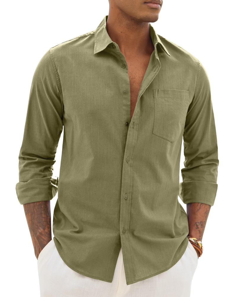 Men's Relaxed Fit Linen Blend Shirt