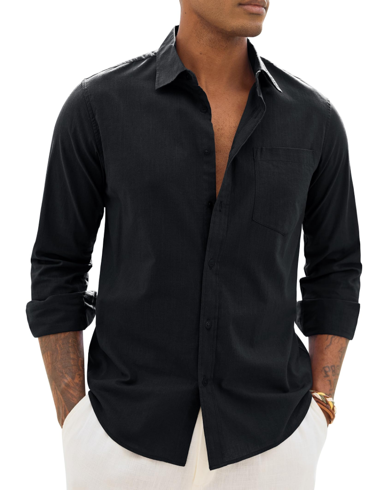 Men's Relaxed Fit Linen Blend Shirt
