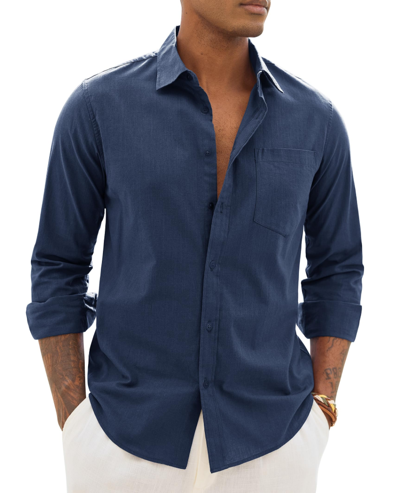 Men's Relaxed Fit Linen Blend Shirt