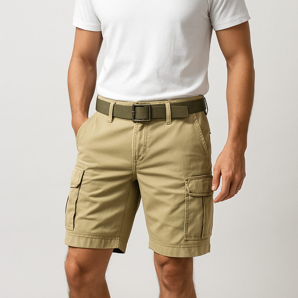Men's Cargo Shorts with Utility Pockets & Belt