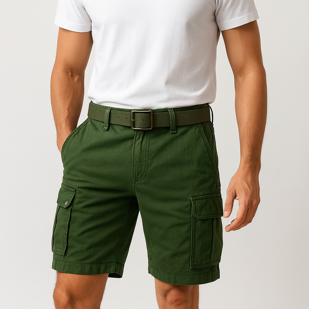 Men's Cargo Shorts with Utility Pockets & Belt