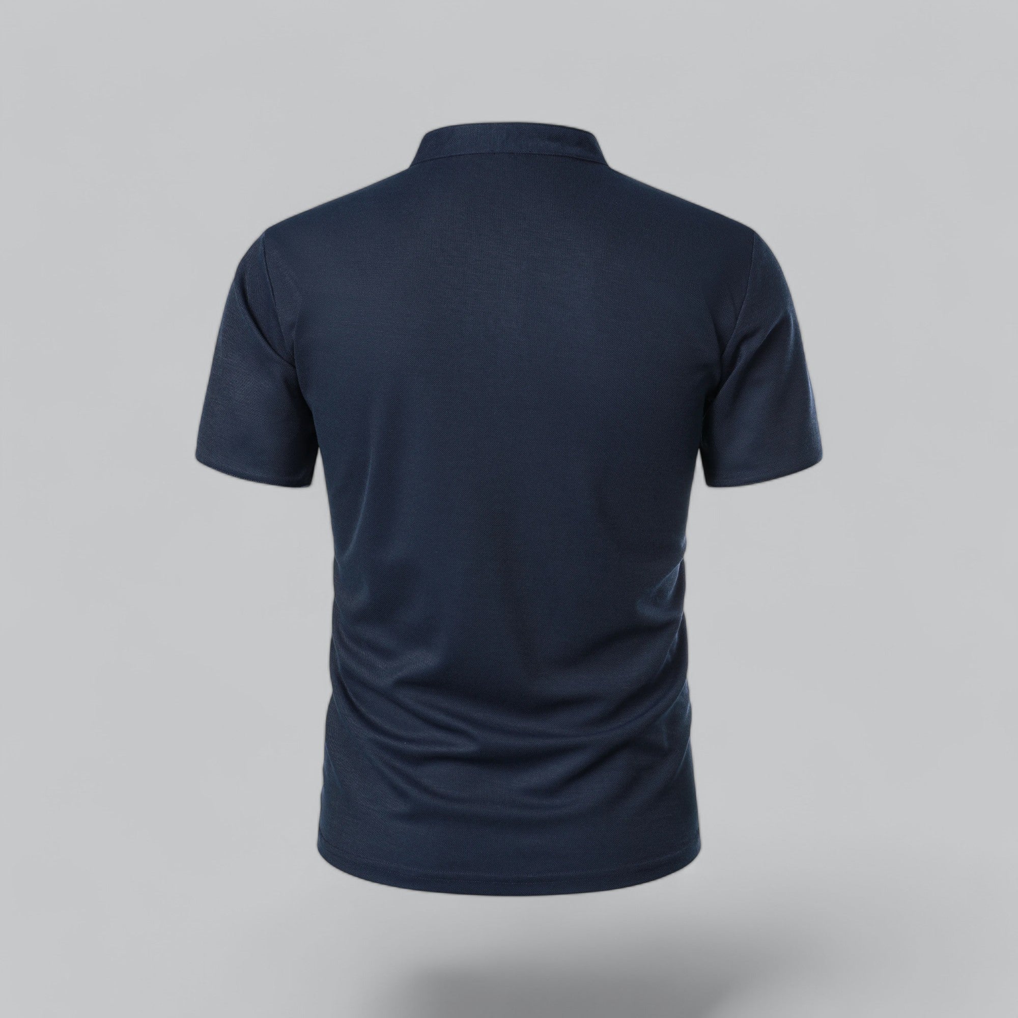 Grandad Collar Polo Shirt with Short Sleeves and Button Placket