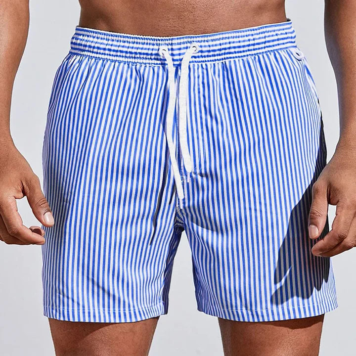 Striped Swim Shorts with Drawstring Waist