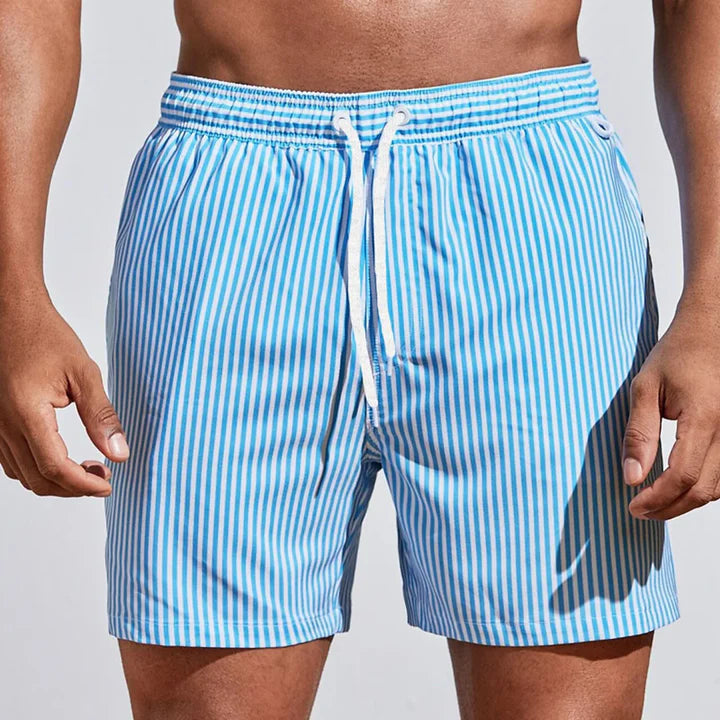 Striped Swim Shorts with Drawstring Waist
