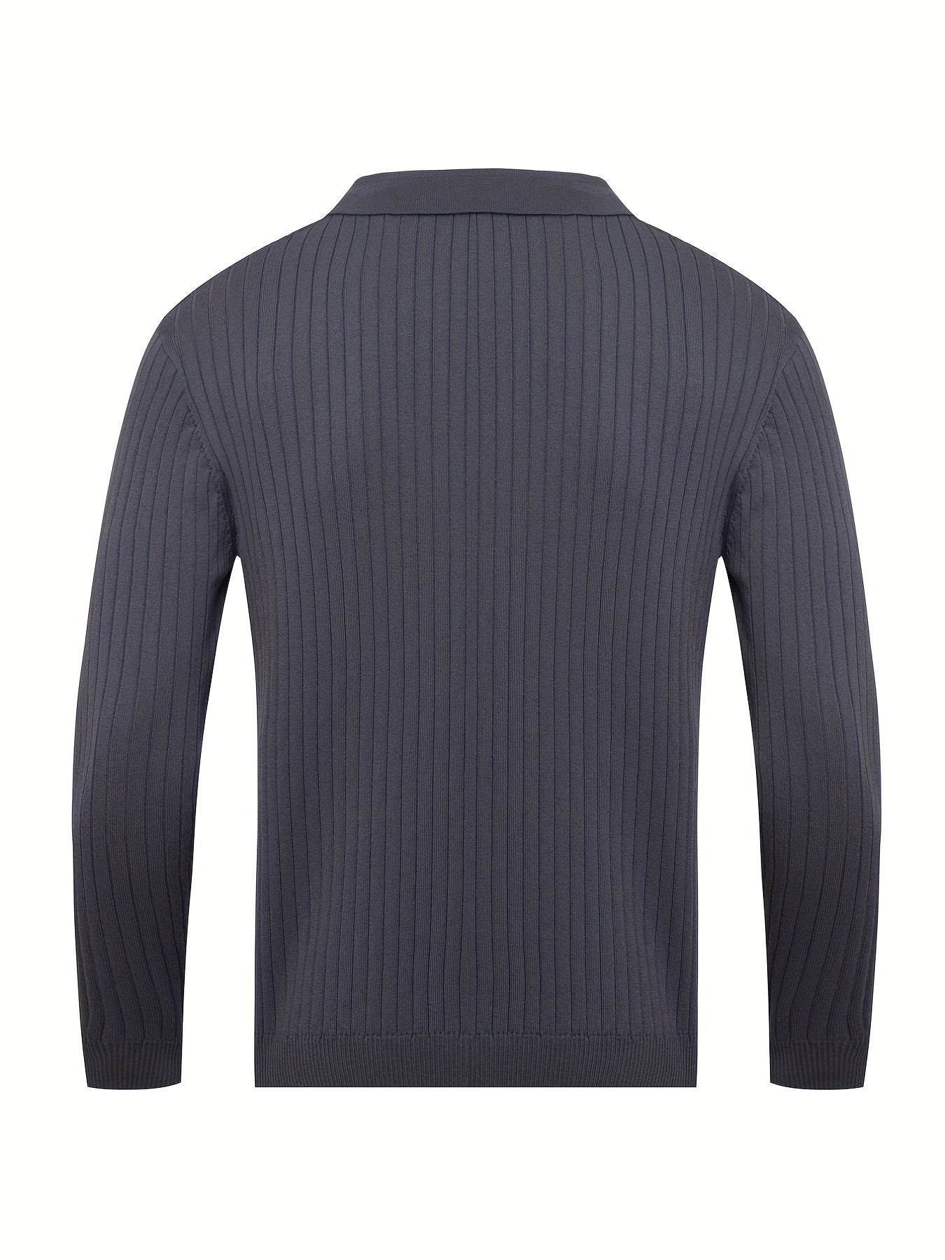 Men's Ribbed Knit Polo Jumper