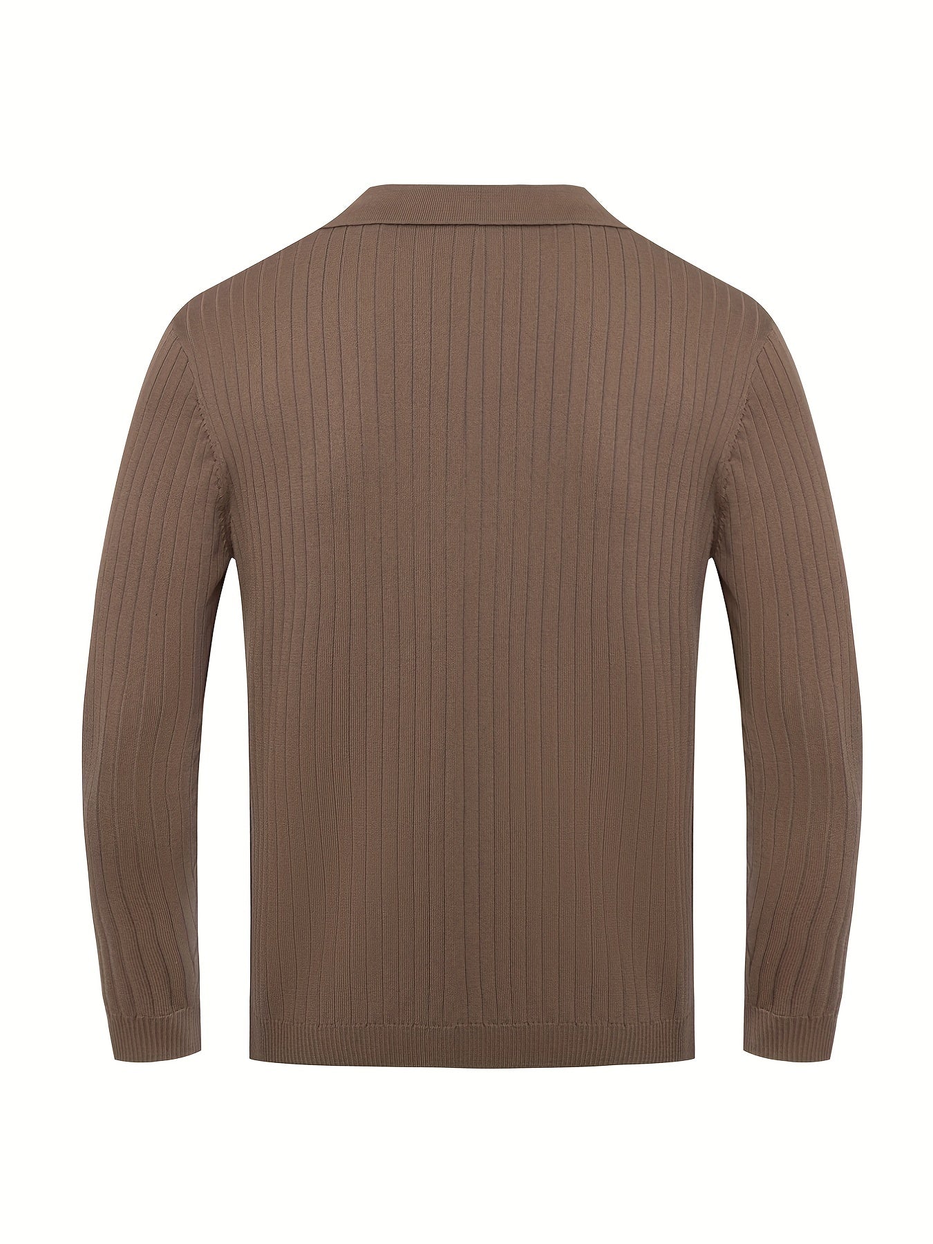 Men's Ribbed Knit Polo Jumper