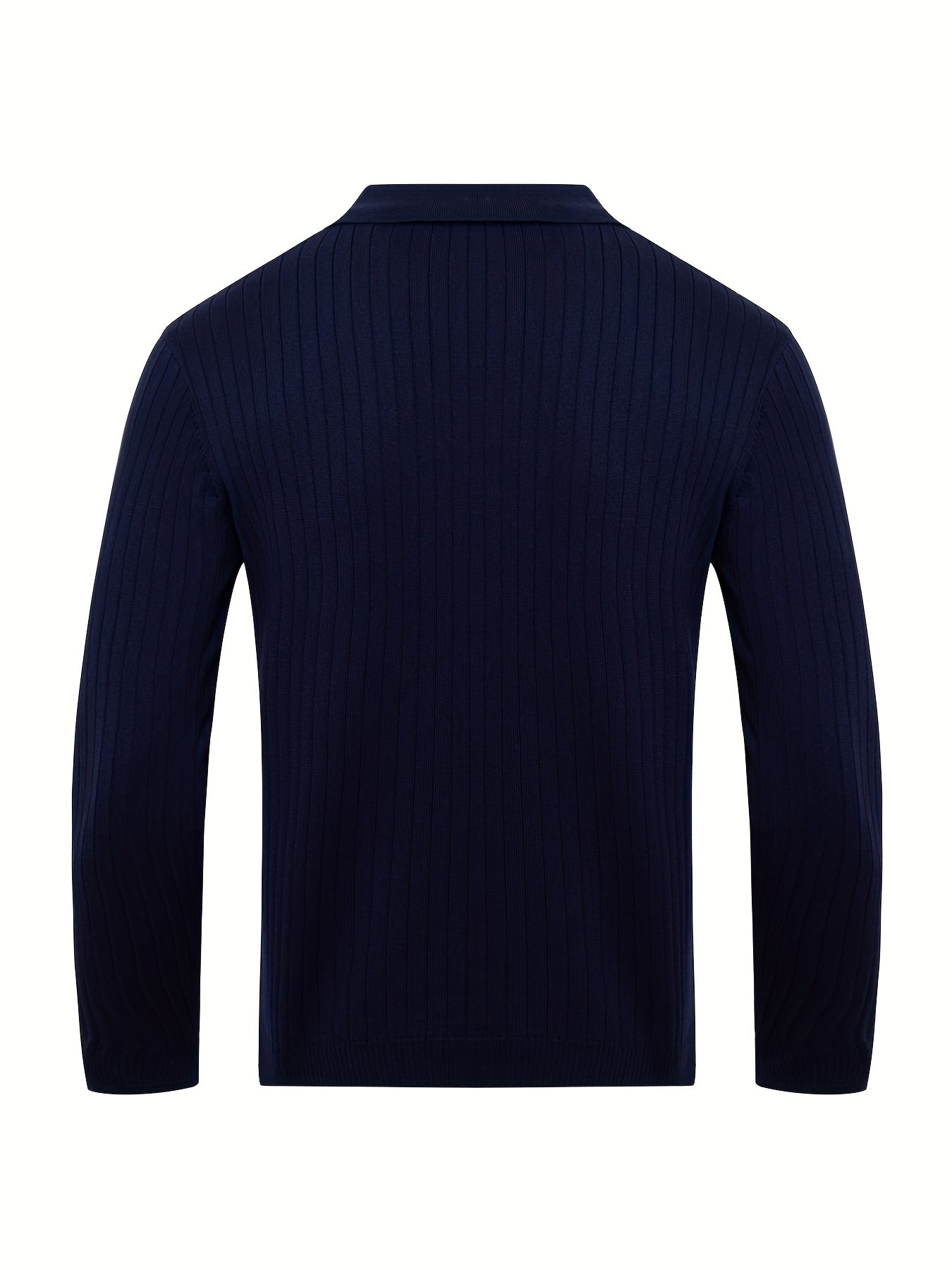 Men's Ribbed Knit Polo Jumper