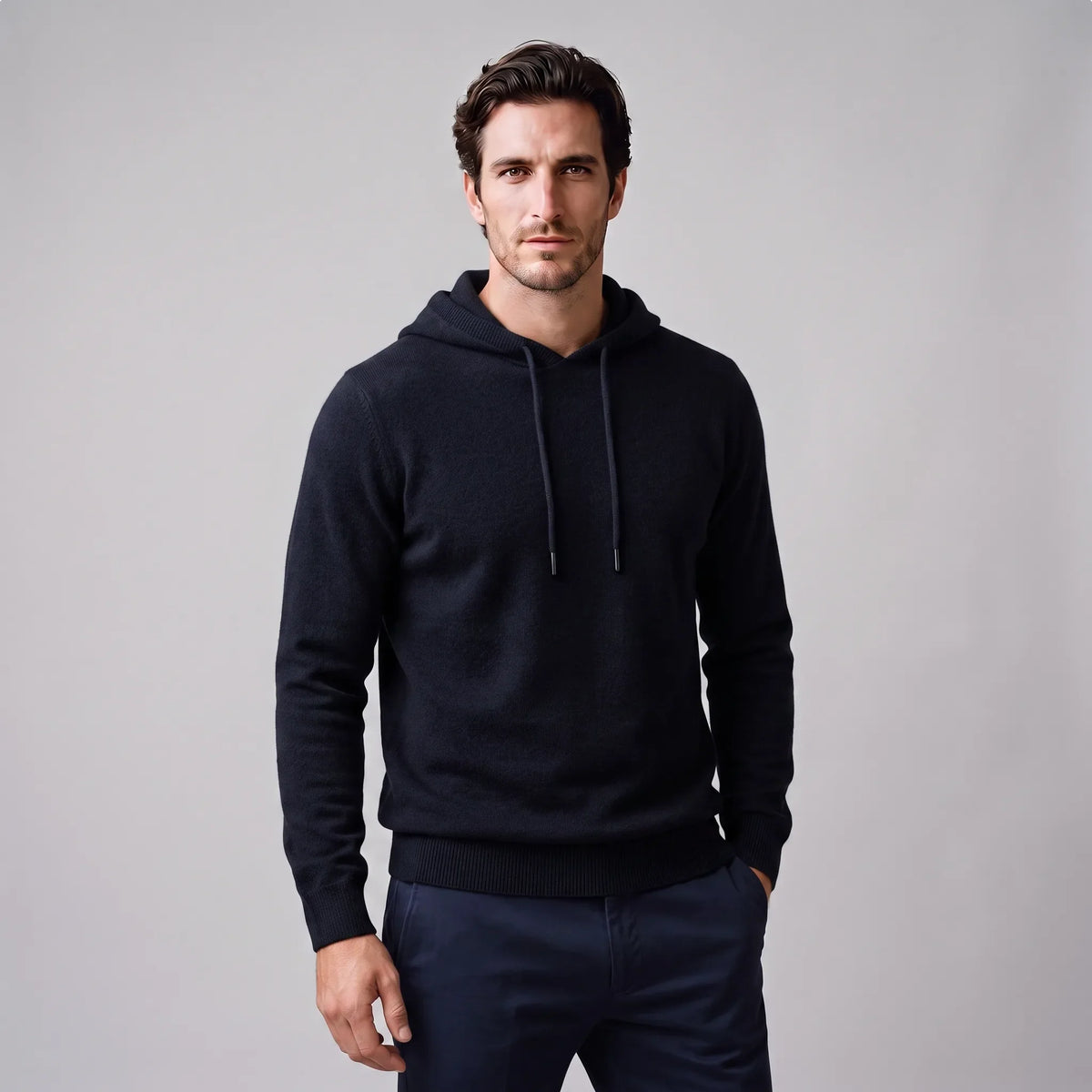 Men's Smart Casual Hoodie | Ribbed Cuffs & Hem