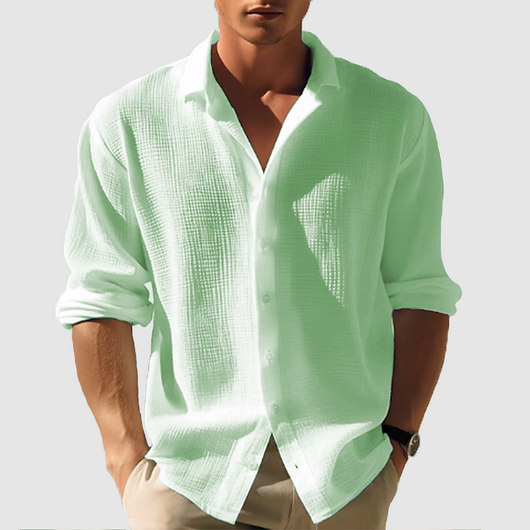 Men's Waffle Texture Linen Shirt