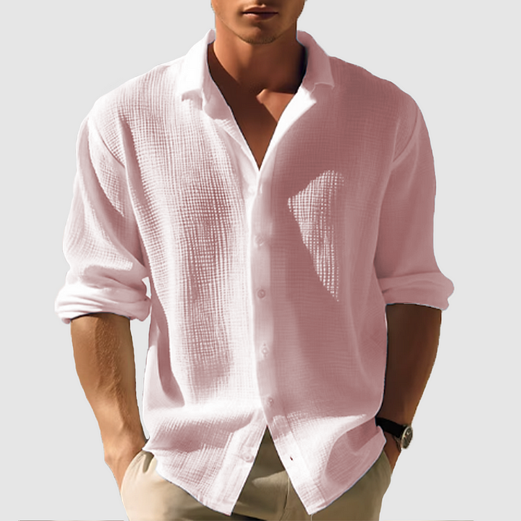 Men's Waffle Texture Linen Shirt