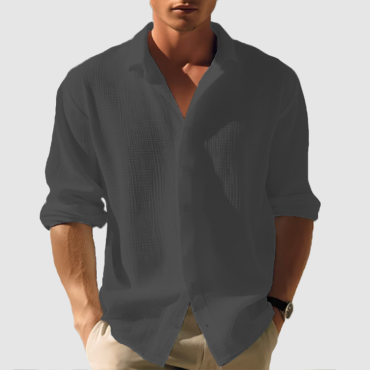 Men's Waffle Texture Linen Shirt
